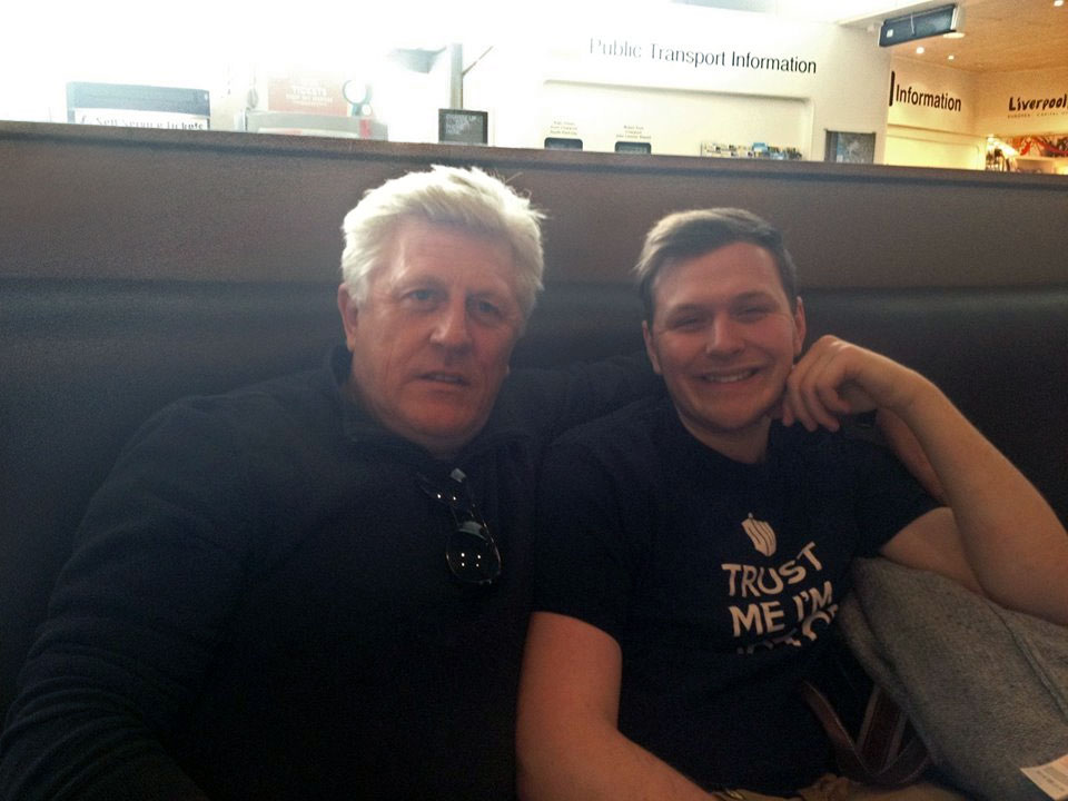Jamie and his Dad, Tim, Manchester Airport 2012