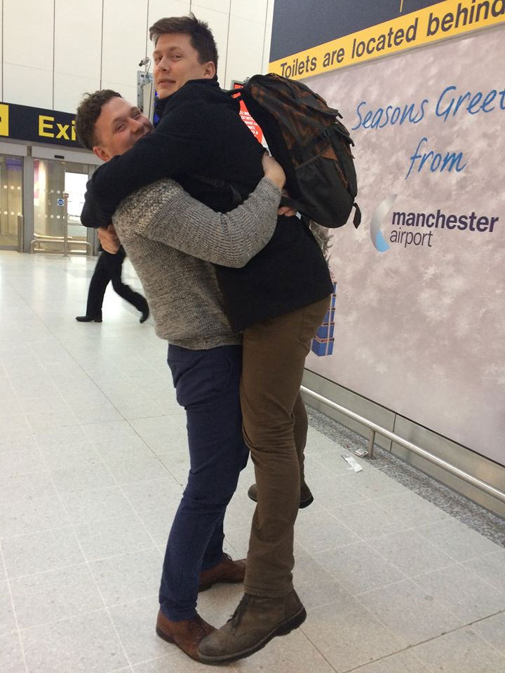 Jamie and Ross, January 2017, Manchester Airport